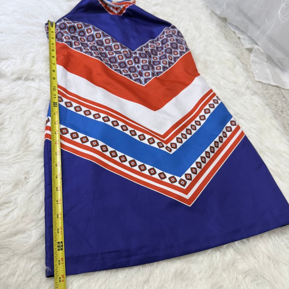 Banana Republic Blue Orange Chevron Halter Shift Dress Geometric Print Sz 4 - Picture 9 of 9